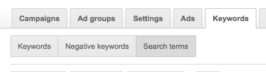 Zoektermen binnen Google Adwords