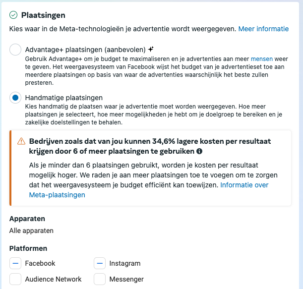 Wat is het advantage van Advantage+ in Meta ads?