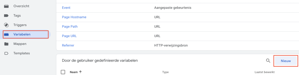 Taal variabele in Google Tag Manager