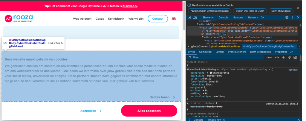 Hoe je elke kruimel van je Cookiebot banner aanpast naar jouw huisstijl