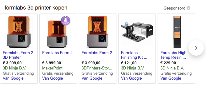Google shopping voorbeeld